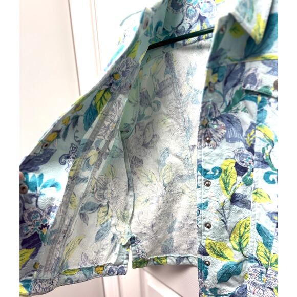 Alfred Dunner Pastel Jean Jacket, Light Sequins, Floral Print, Women's Size 12P - Picture 4 of 8